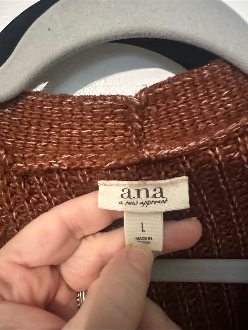 a.n.a Rust Brown Ribbed V-Neck Button Cardigan - Picture 2 of 8